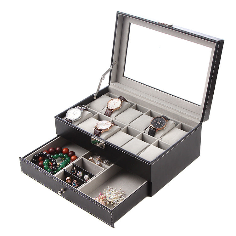 Load image into Gallery viewer, Double pu jewelry box watch storage box
