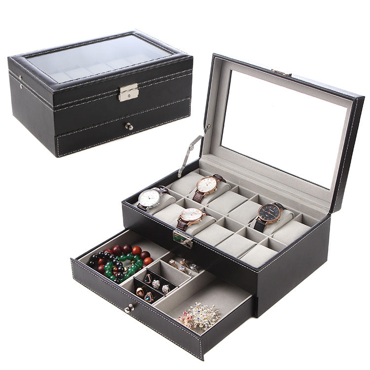 Load image into Gallery viewer, Double pu jewelry box watch storage box
