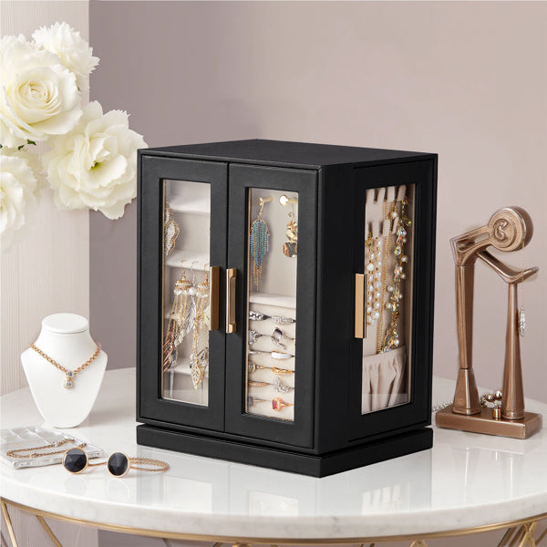 Load image into Gallery viewer, Four Sides With Storage, 5 Drawers That Can Rotate. Black Cabinet Body,   Velvet Fabric. Necklace Box.
