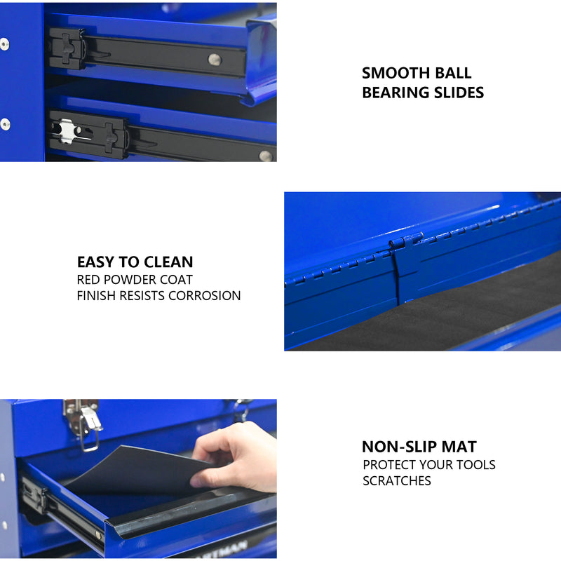 Load image into Gallery viewer, 20-inch Steel Portable Tool Box With Drawers - Tool Storage Box Organizer With Metal Lock Closure Device - Powder-coated Tool Storage Cabinet BLUE
