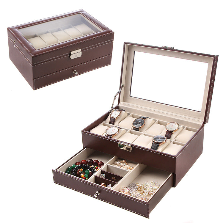 Load image into Gallery viewer, Double pu jewelry box watch storage box

