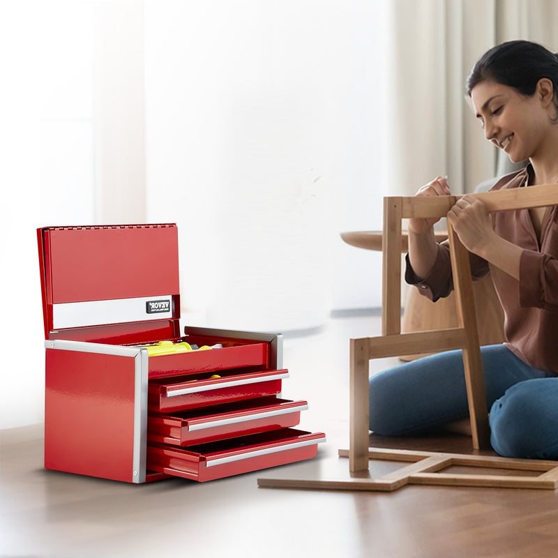 Load image into Gallery viewer, Tool Box 8.6-inch Portable Metal Tool Box 3 Drawers Tool Organizer Red
