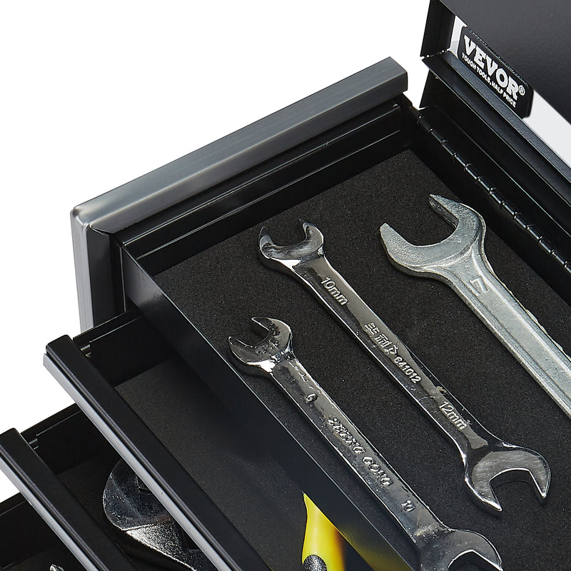 Load image into Gallery viewer, Tool Box 8.6-inch Portable Metal Tool Box With 3 Drawers Tool Organizer Black

