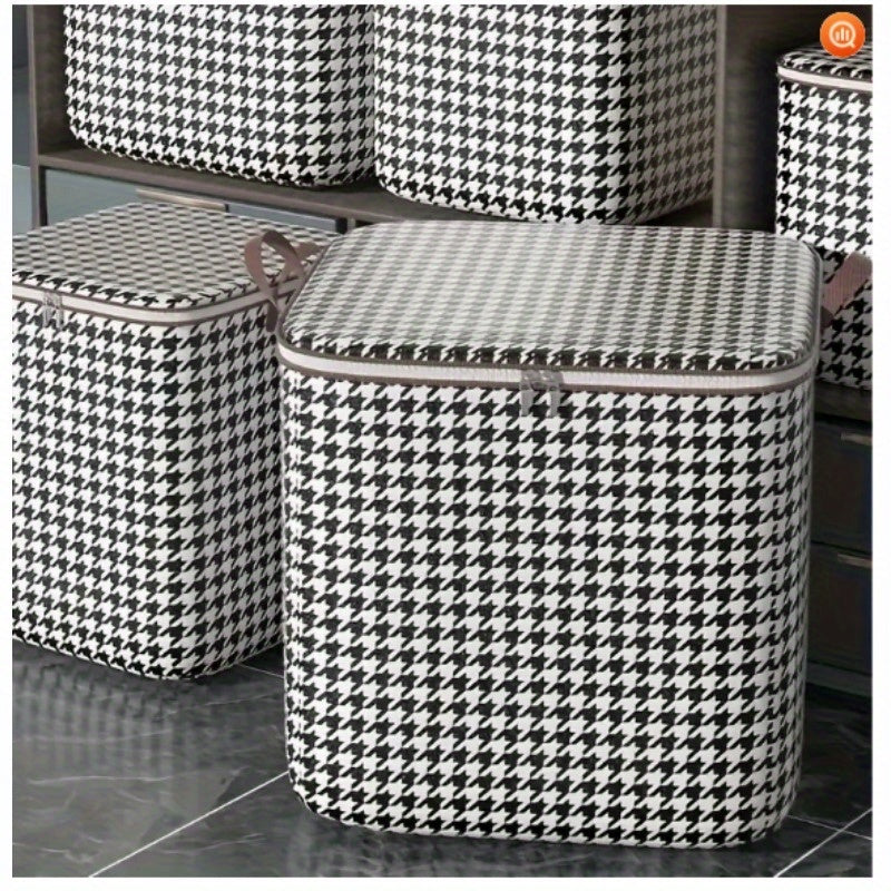 Load image into Gallery viewer, 3pcs Mixed Set,100L 140L 180L,Stylish Foldable Zippered Storage Bags, Travel Organizer,Large Capacity, Portable, Moisture-Proof Non-Woven Fabric Solution, Houndstooth Print
