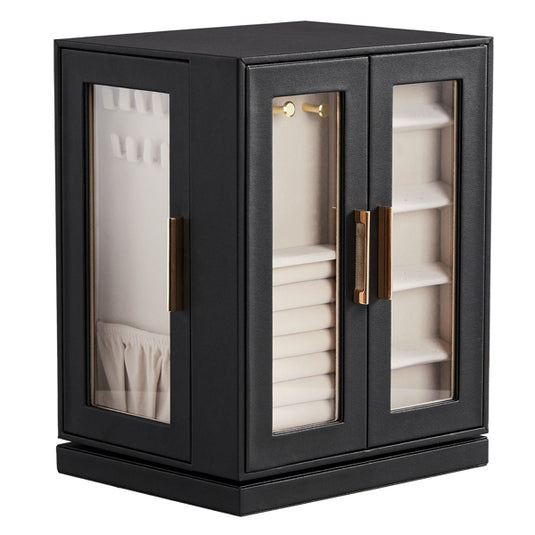 Four Sides With Storage, 5 Drawers That Can Rotate. Black Cabinet Body,   Velvet Fabric. Necklace Box.