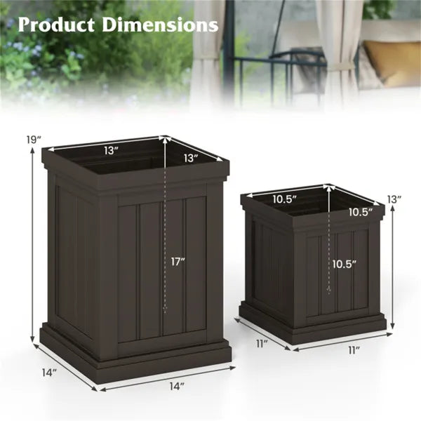 Load image into Gallery viewer, Set Of 2 Stackable PP Planters With Efficient Drainage Holes, Weather-Resistant Flower Pots For Indoor Outdoor Use
