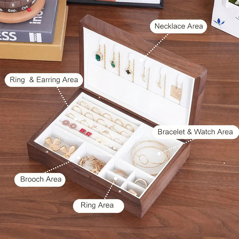 Load image into Gallery viewer, Solid Wood Jewelry Storage Box Ladies Retro Wooden Necklace Jewelry Bracelet Watch Display Box Handmade Wedding Birthday Anniversary Jewelry Box
