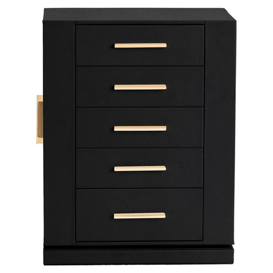 Four Sides With Storage, 5 Drawers That Can Rotate. Black Cabinet Body,   Velvet Fabric. Necklace Box.