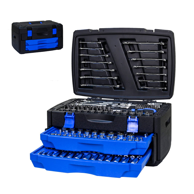 Load image into Gallery viewer, Black Hand Tool Box With Toolset 266Pcs
