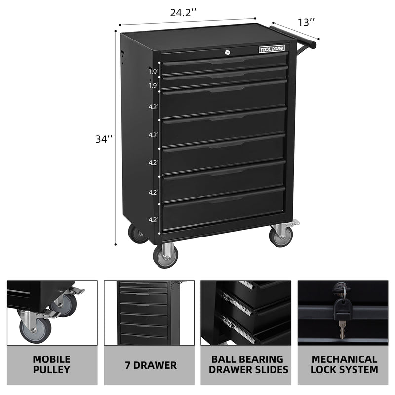 Load image into Gallery viewer, Tool Cabinet Tool Cart 24.2inch With Drawers And Wheels Metal Rolling Tool Box
