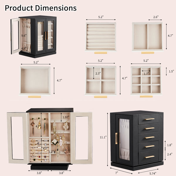 Load image into Gallery viewer, Four Sides With Storage, 5 Drawers That Can Rotate. Black Cabinet Body,   Velvet Fabric. Necklace Box.
