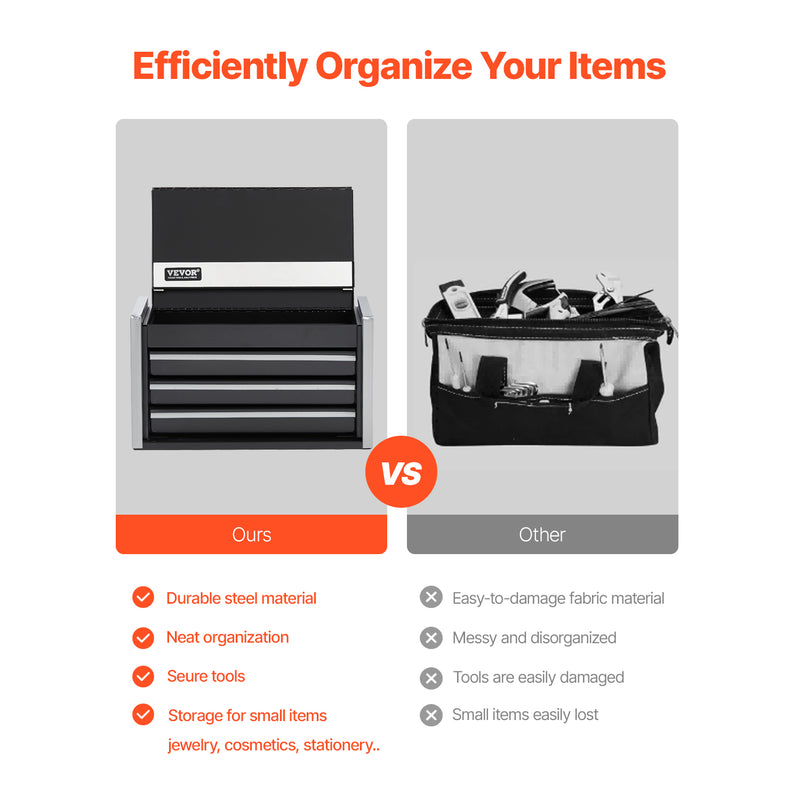 Load image into Gallery viewer, Tool Box 8.6-inch Portable Metal Tool Box With 3 Drawers Tool Organizer Black
