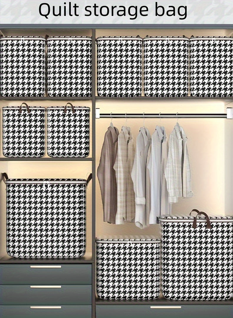 Load image into Gallery viewer, 3pcs Mixed Set,100L 140L 180L,Stylish Foldable Zippered Storage Bags, Travel Organizer,Large Capacity, Portable, Moisture-Proof Non-Woven Fabric Solution, Houndstooth Print

