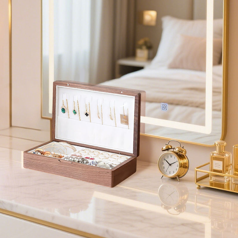 Load image into Gallery viewer, Solid Wood Jewelry Storage Box Ladies Retro Wooden Necklace Jewelry Bracelet Watch Display Box Handmade Wedding Birthday Anniversary Jewelry Box
