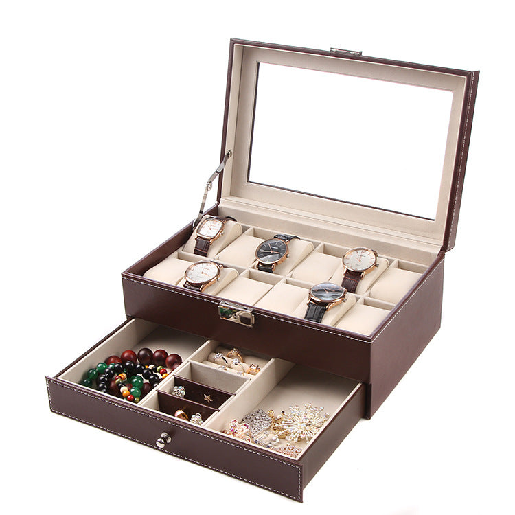 Load image into Gallery viewer, Double pu jewelry box watch storage box
