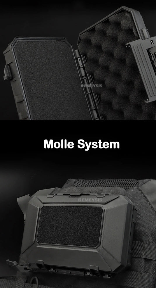 Tactical Equipments Storage Box  Waterproof Outdoor Hunting Gun Accessories Carry Case Lockable Molle Hard Shell Bag
