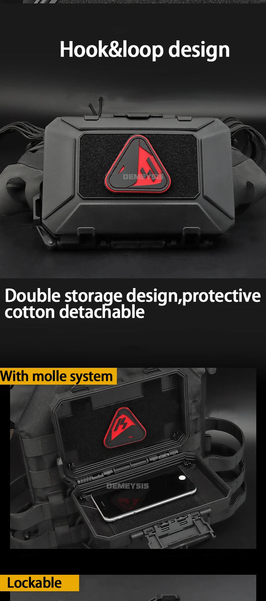 Tactical Equipments Storage Box  Waterproof Outdoor Hunting Gun Accessories Carry Case Lockable Molle Hard Shell Bag
