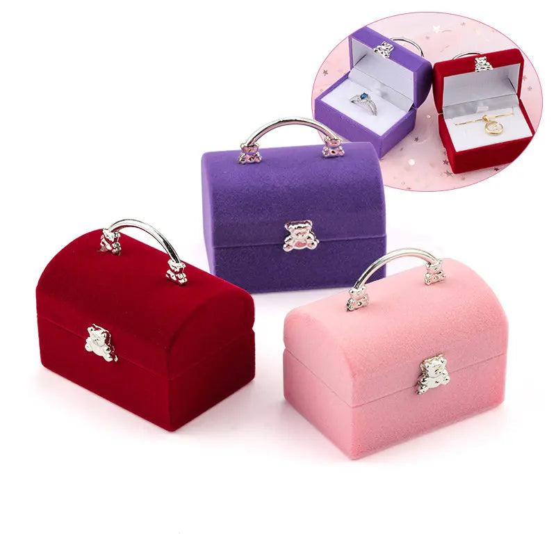 Load image into Gallery viewer, 1 Piece Small Jewelry Box Velvet wedding Ring box Necklace Display Box Cute Bear Gift box Container Case for Jewelry Packaging
