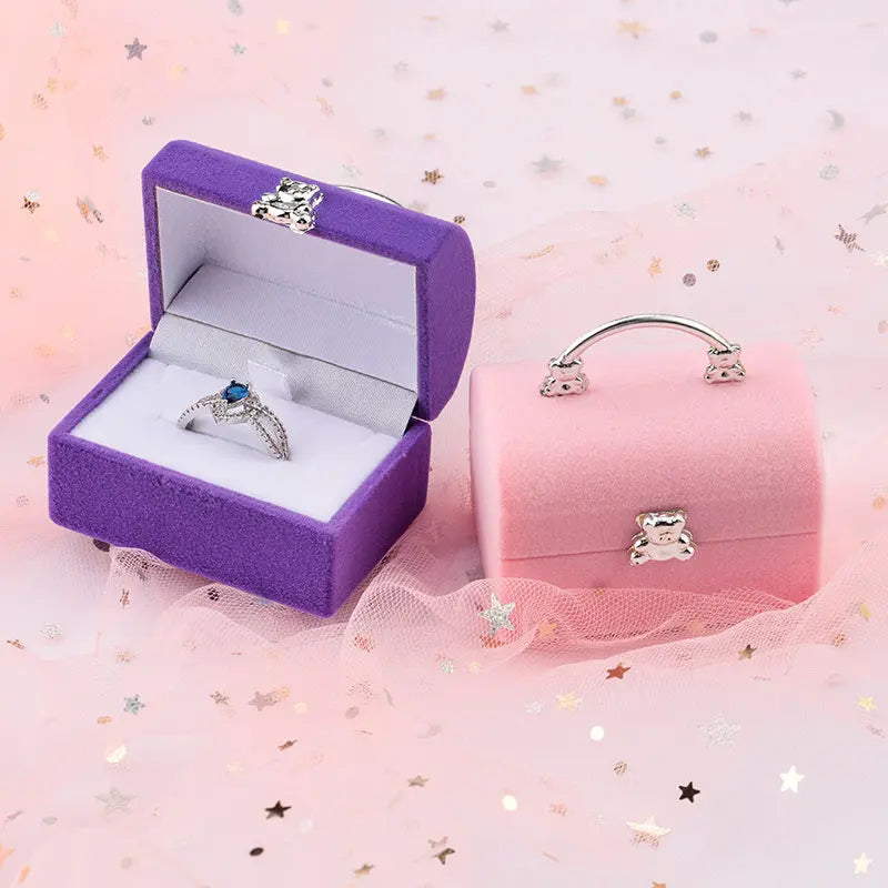 Load image into Gallery viewer, 1 Piece Small Jewelry Box Velvet wedding Ring box Necklace Display Box Cute Bear Gift box Container Case for Jewelry Packaging
