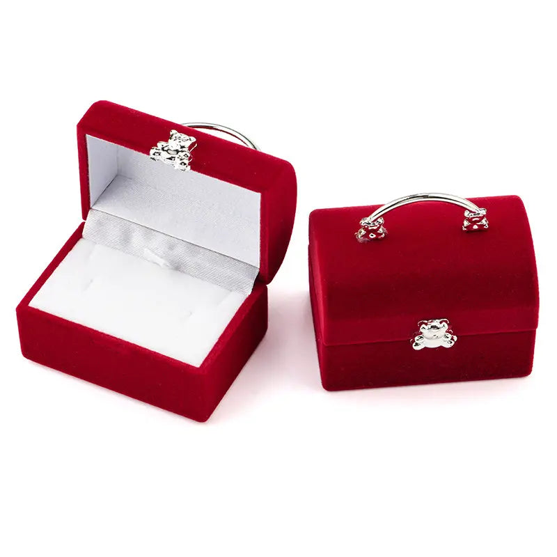 Load image into Gallery viewer, 1 Piece Small Jewelry Box Velvet wedding Ring box Necklace Display Box Cute Bear Gift box Container Case for Jewelry Packaging
