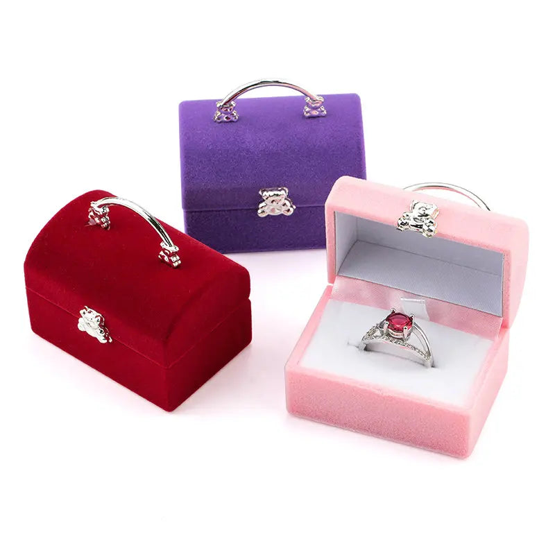 Load image into Gallery viewer, 1 Piece Small Jewelry Box Velvet wedding Ring box Necklace Display Box Cute Bear Gift box Container Case for Jewelry Packaging
