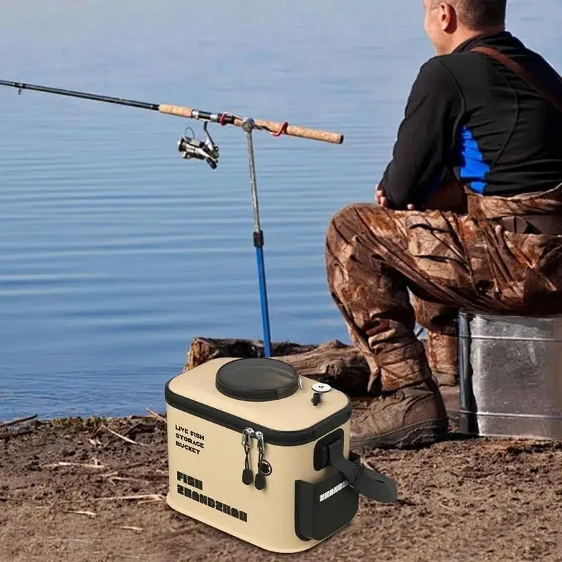 Load image into Gallery viewer, Folding fish bucket fish box large fishing bucket batch fishing bucket fishing bucket outdoor multifunctional  fishing bucket

