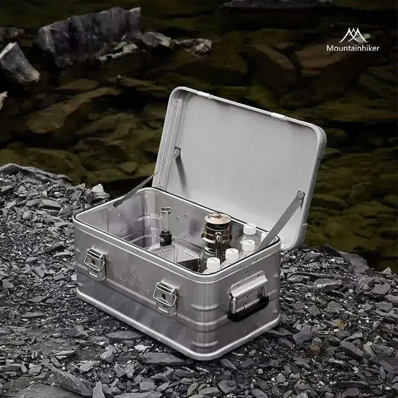 Load image into Gallery viewer, MOUNTAINHIKER Outdoor Storage Box Camping Picnic Travel Aluminum Alloy Large Capacity Box Silver Storage Bag 30-80L
