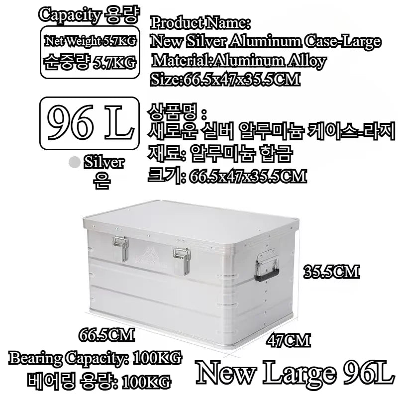 Load image into Gallery viewer, MOUNTAINHIKER Outdoor Storage Box Camping Picnic Travel Aluminum Alloy Large Capacity Box Silver Storage Bag 30-80L
