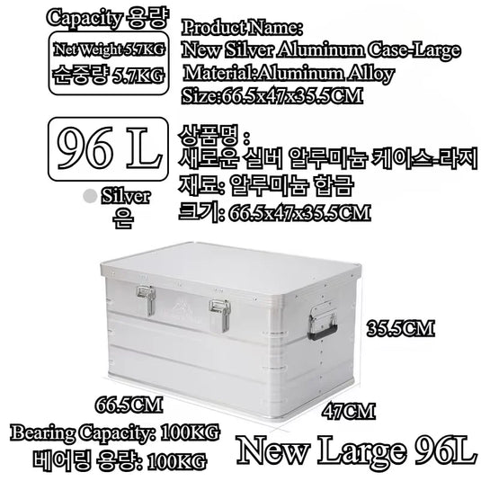 MOUNTAINHIKER Outdoor Storage Box Camping Picnic Travel Aluminum Alloy Large Capacity Box Silver Storage Bag 30-80L