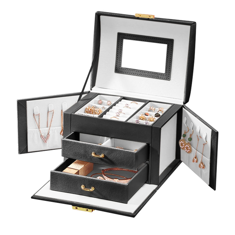 Load image into Gallery viewer, Jewelry Box for Women 3 Layers Large Jewelry Organizer with velvet Travel Jewelry Storage Organizer for Earring Ring Necklace

