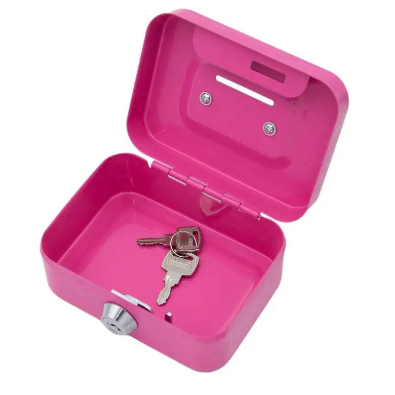 Load image into Gallery viewer, Portable Small Lock Box Security Safe Lock Boxes Mini Metal Cash Box Money Bank Metal Coin Bank Security Box Sturdy Cash Box
