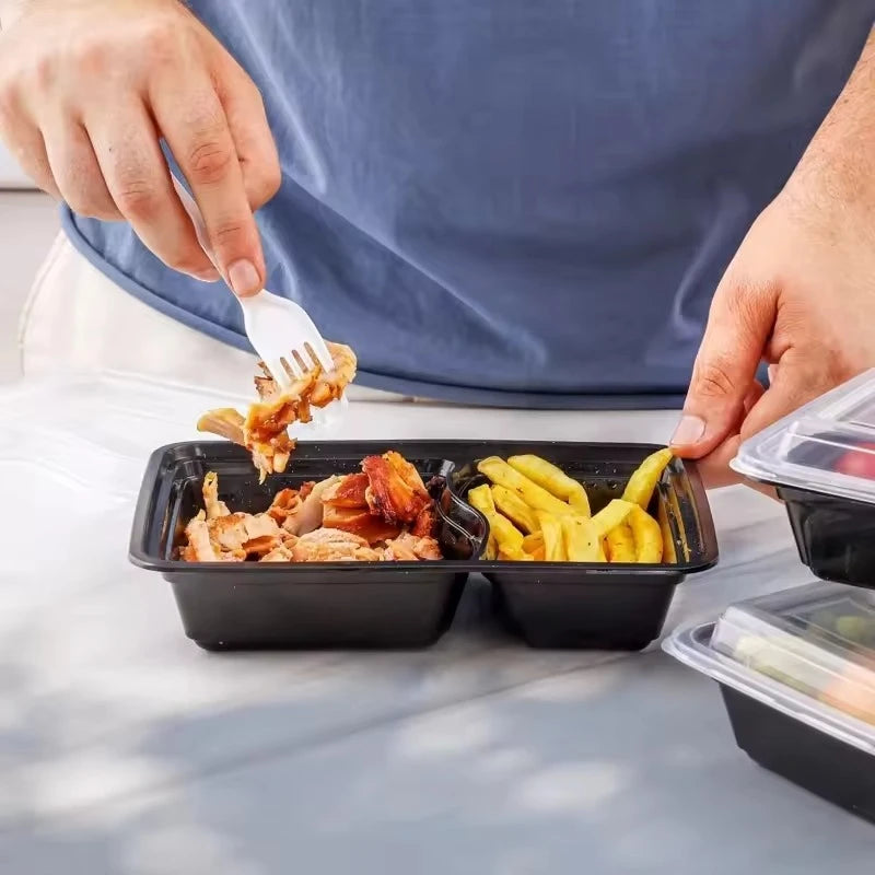 Load image into Gallery viewer, 10PCS Disposable Food Boxes Compartments With Lids Disposable Bento Boxes Kitchen Storage Bento Fruit Takeaway Food Container
