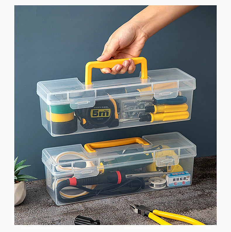 Load image into Gallery viewer, Transparent Handheld Toolbox Portable Large Capacity Thickened Plastic Hardware Tool Storage Box With Handle Tool Organizer Box
