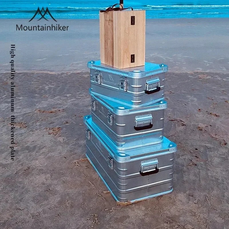 Load image into Gallery viewer, MOUNTAINHIKER Outdoor Storage Box Camping Picnic Travel Aluminum Alloy Large Capacity Box Silver Storage Bag 30-80L
