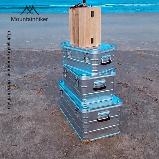 MOUNTAINHIKER Outdoor Storage Box Camping Picnic Travel Aluminum Alloy Large Capacity Box Silver Storage Bag 30-80L