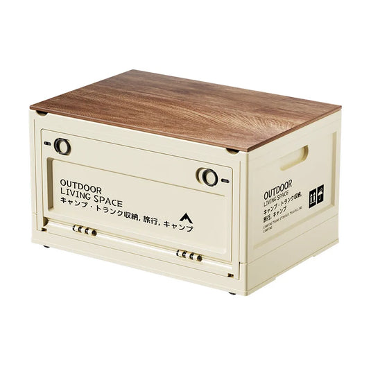 Outdoor Camping Storage Box Camping Wooden Lid Folding Box Car Trunk Storage Box Side Opening Plastic Organizer Box