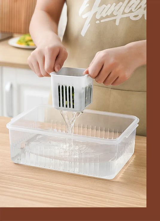 4/6 Grid Food Storage Box with Lids Kitchen Food Meat Onion Ginger Garlic Vegetable Fruit Fresh-keeping Storage Drain Basket Box