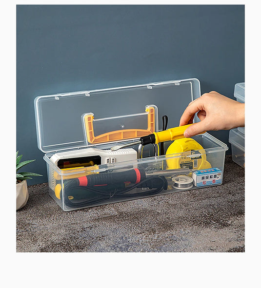 Transparent Handheld Toolbox Portable Large Capacity Thickened Plastic Hardware Tool Storage Box With Handle Tool Organizer Box