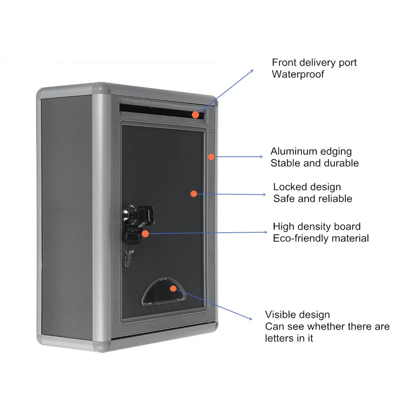 Load image into Gallery viewer, Aluminum Alloy Post Box Wall Mount Mail Iron Letter Holder Storage Outdoor Security Lockable Mailbox Home Balcony Garden Decor

