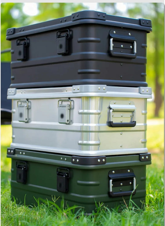 DOTWISE Outdoor Storage Box Camping Picnic Travel Aluminum Alloy Car Organizer Large Capacity Box Amry Green Storage Bag