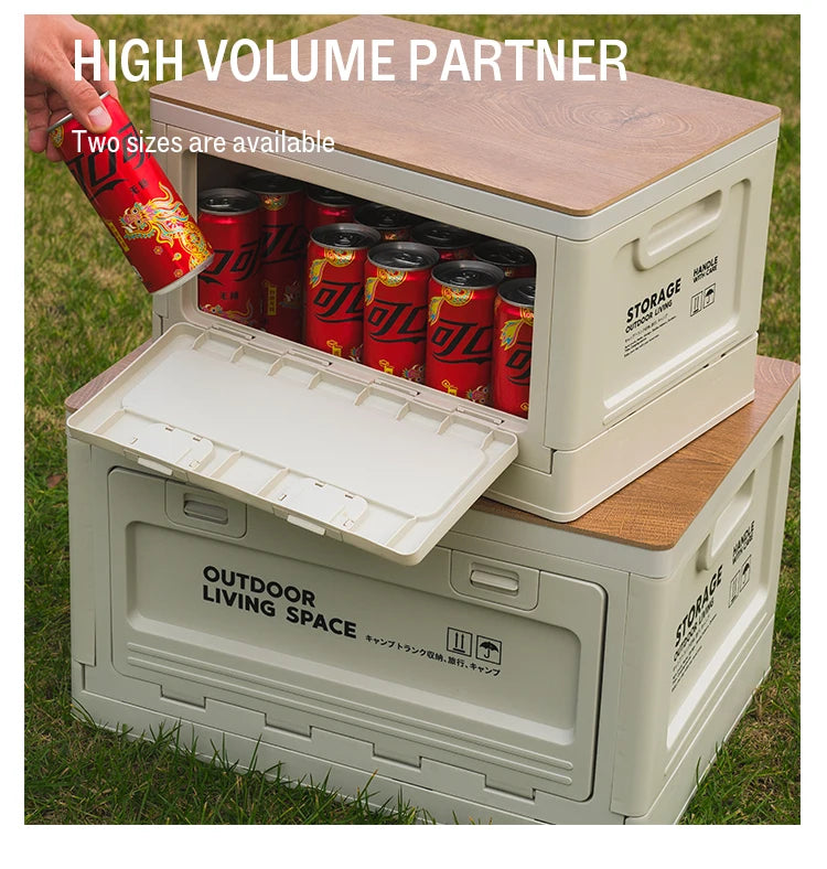 Load image into Gallery viewer, Outdoor Storage Box Camping Folding Box Camping Organizer Car Trunk Wooden Lid Industrial Air Storage Box
