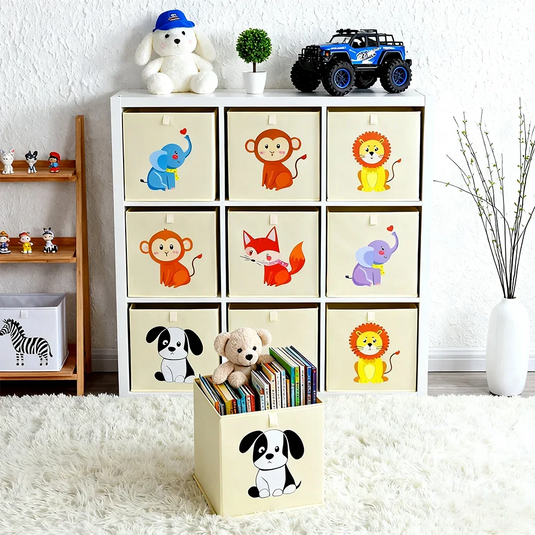 Cartoon Children's Toy Storage Boxes Foldable Oxford Household Storage Basket for Kids Nursery Bedroom Playroom Living Room