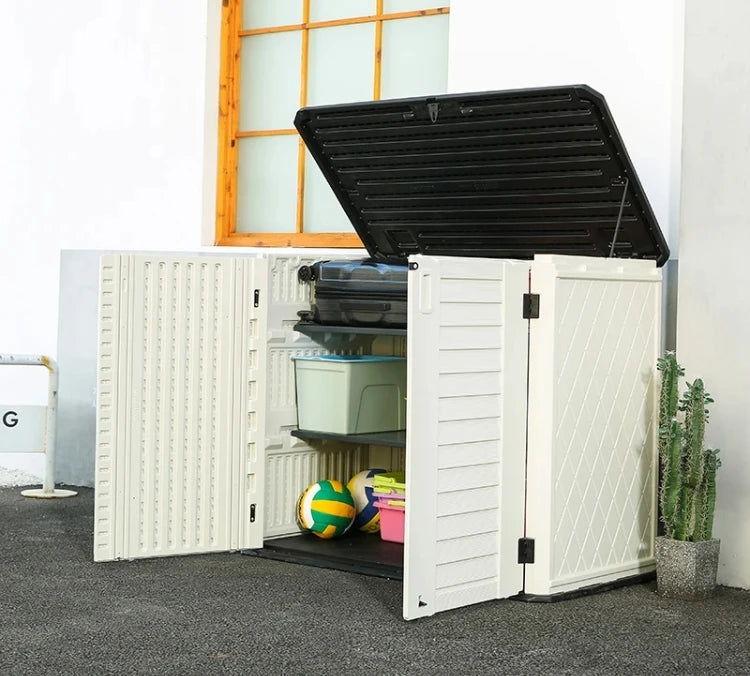 Load image into Gallery viewer, Customizable Modern Outdoor Garden Storage Box Easily Assembled HDPE Material Storage Cabinet Waterproof Rot Proof Wood Frame
