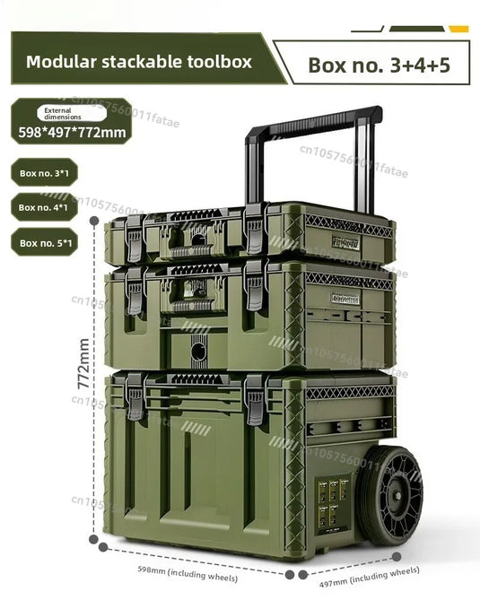 Toolbox Hardware Storage Box Combination Stacking Box Trolley Type Industrial Grade New Base Station Type Hand Pull Large Box