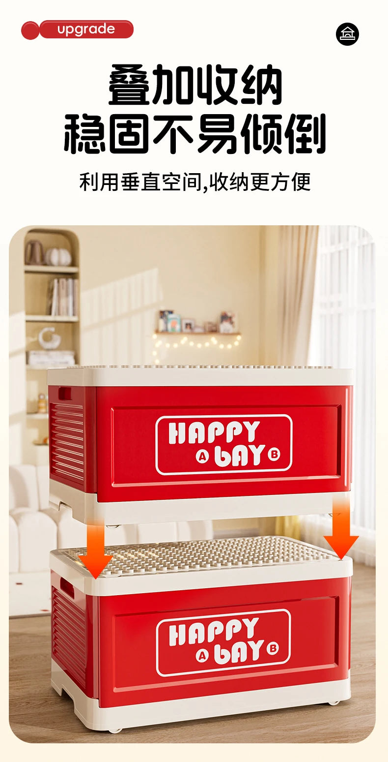 Load image into Gallery viewer, Foldable Toys Storage Box Building Block Organizer Box with Lid Movable Trolley Large Stackable Clothes Snack Storage Boxes
