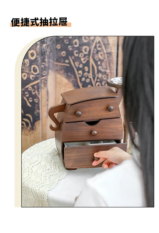 Elegant Wooden Jewelry Box for Rings Necklaces & Earrings High-End Gift for Weddings Housewarmings - Storage Organizer