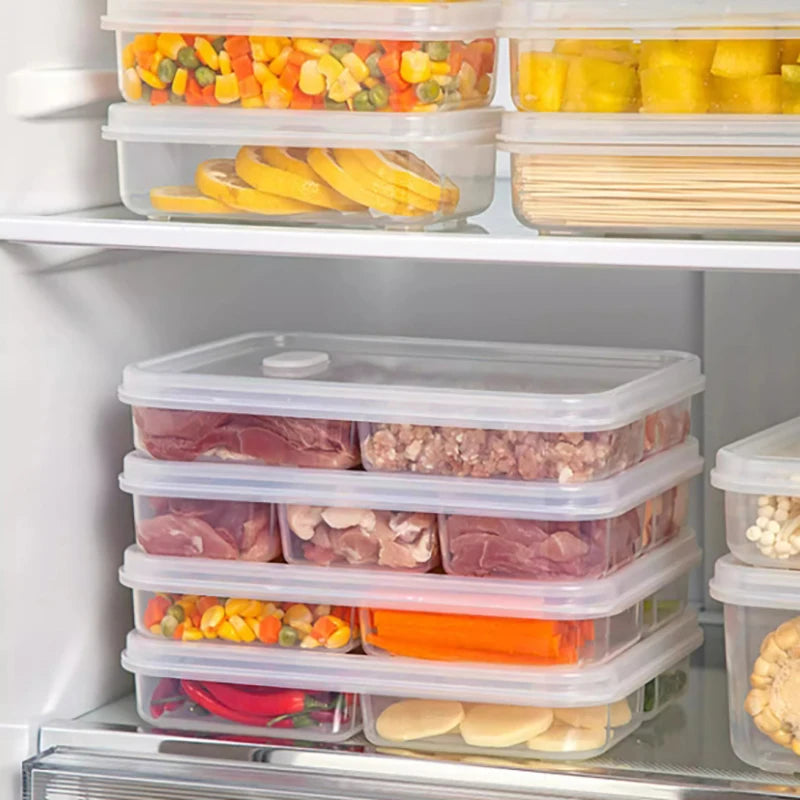 Load image into Gallery viewer, Refrigerator Storage Box 4/6 Grid Food Vegetable Fruit Storage Box Fridge Organizer Drain Basket Meat Onion Ginger Clear Crisper
