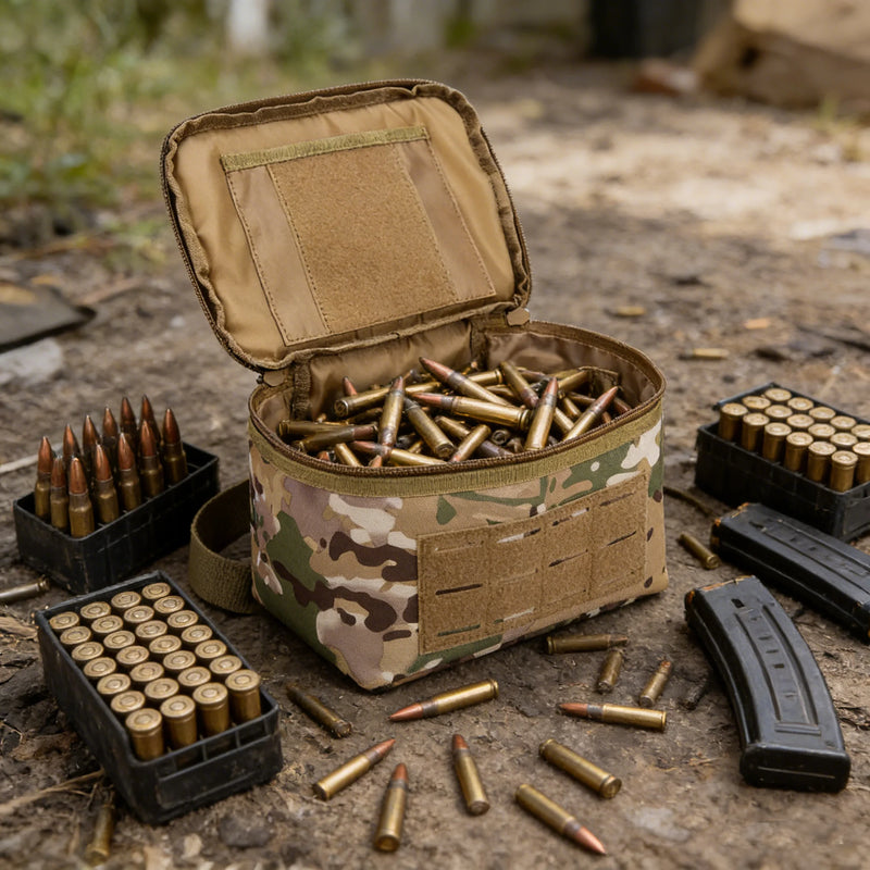 Load image into Gallery viewer, Portable Rifle Cartridge Bag Pistol Ammo Pouches Outdoor Ammunition Box Hunting Shooting Bullet Storage Case EDC Handbag
