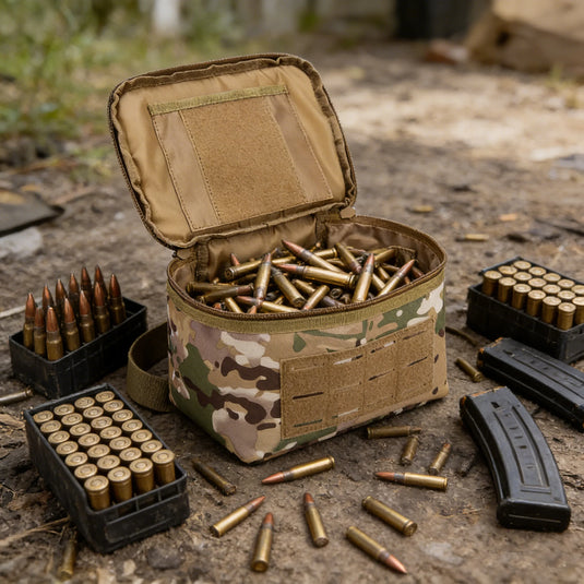 Portable Rifle Cartridge Bag Pistol Ammo Pouches Outdoor Ammunition Box Hunting Shooting Bullet Storage Case EDC Handbag