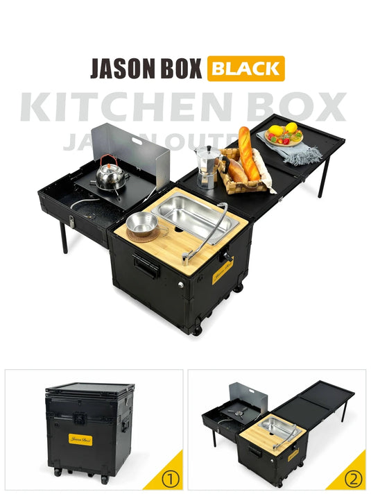 Jason Camping Customized High Quality Camping Folding Storage Box for Outdoor Picnic Compact Van Multi Functional Kitchen Box